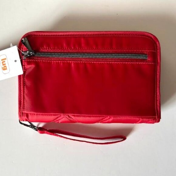 Lug Zeppelin 2 RFID Wristlet Wallet Poppy Red with Houndstooth Interior - Picture 10 of 11